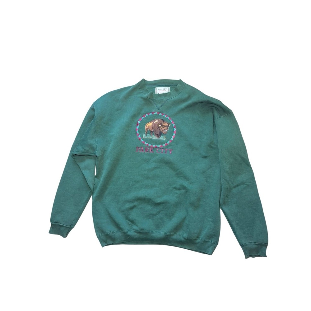 Vintage Santee HVYWT Park City Buffalo Crewneck Sweatshirt XL Made in USA